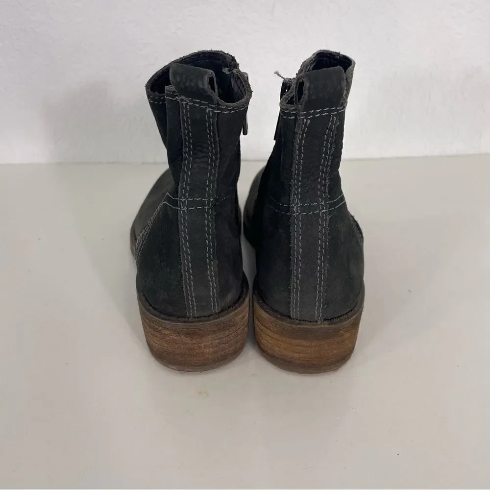 Lucky Brand Grey‎ Leather Suede Side Zipper Booties women’s 6.5